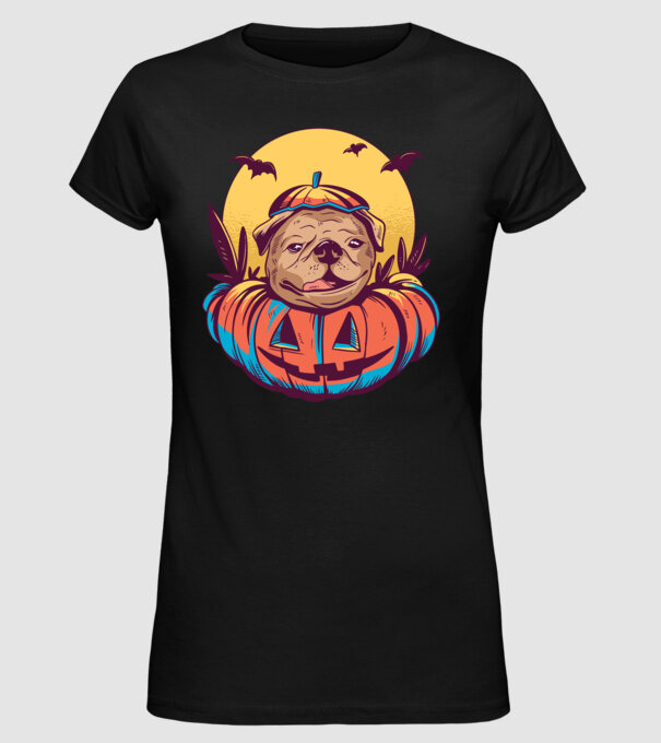 Mops Halloween model negru pe tricou