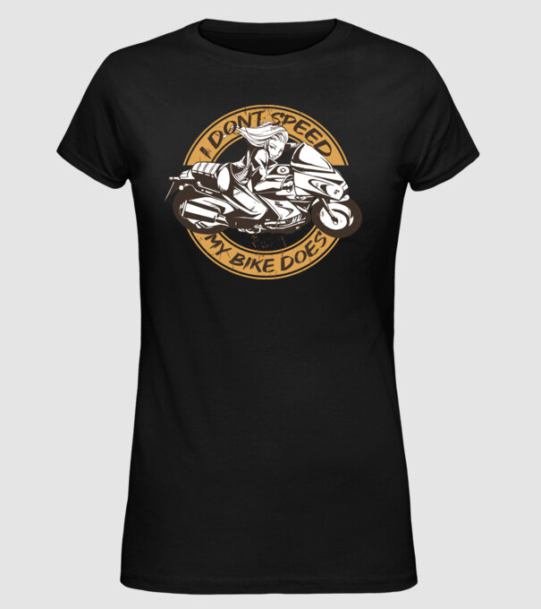 Fată Motociclist model negru pe tricou