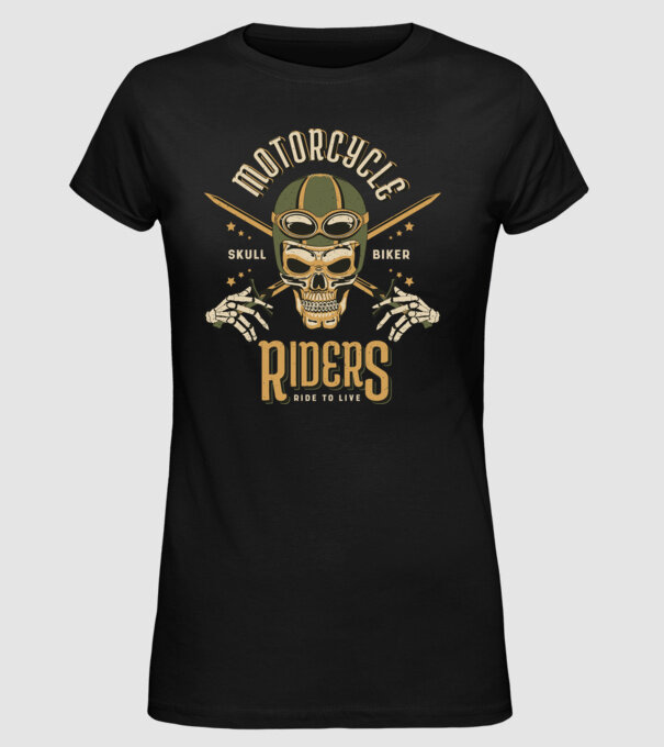 Craniu Motociclist model negru pe tricou