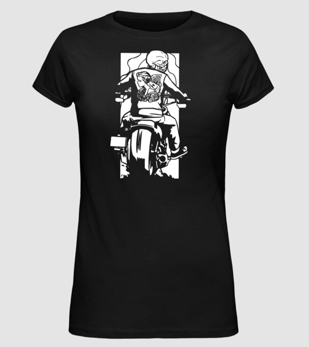 Craniu Motociclist model negru pe tricou