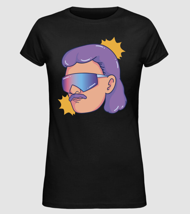 Cap Mullet Retro model negru pe tricou
