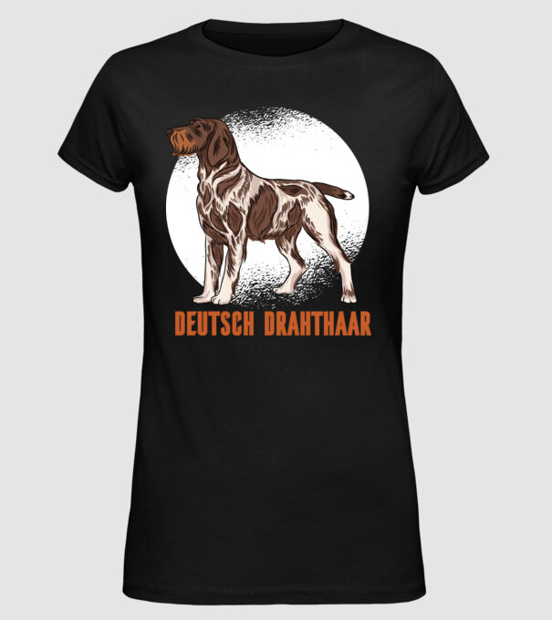 Brac german cu păr sârmos model negru pe tricou