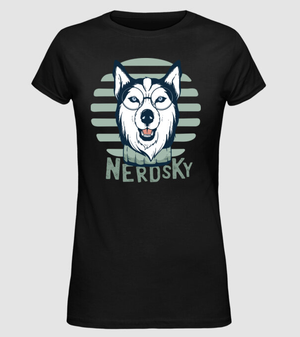 Nerdsky Husky model negru pe tricou