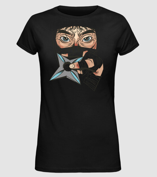 Cap de ninja model negru pe tricou