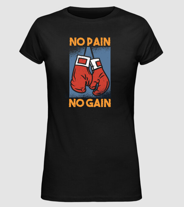 No pain no gain box model negru pe tricou