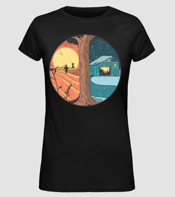 Vară vs iarnă model negru pe tricou