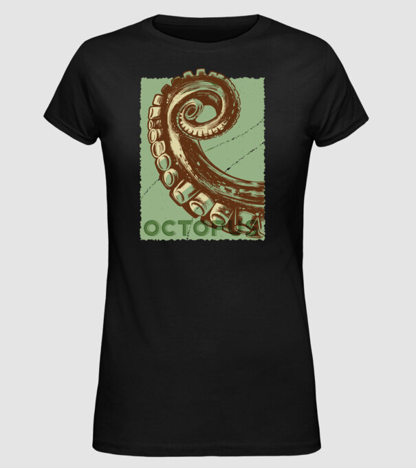 Caracatiță Octopus model negru pe tricou