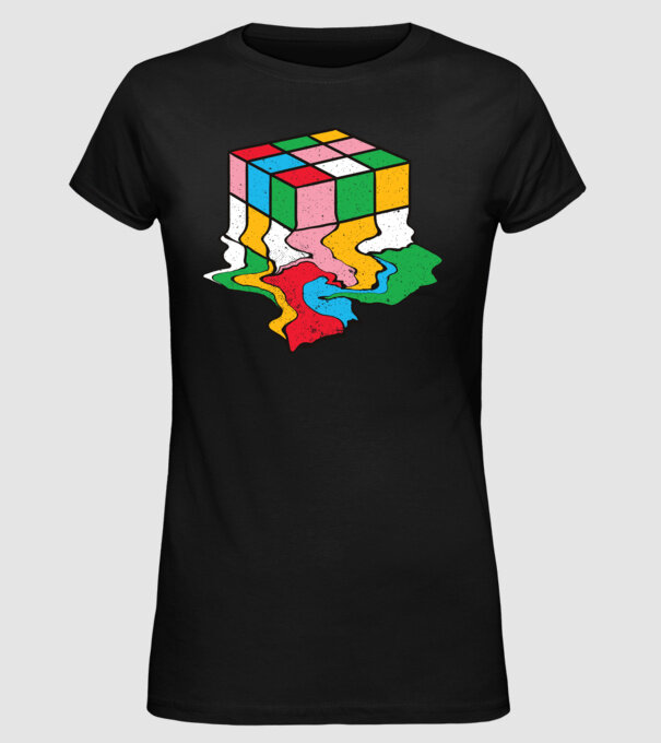 Cub Rubik topindu-se model negru pe tricou