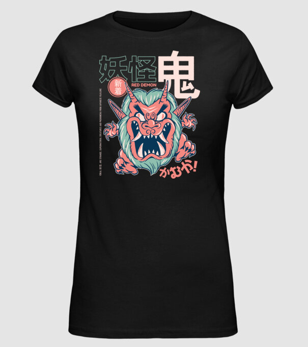 Oni Yokai Anime model negru pe tricou