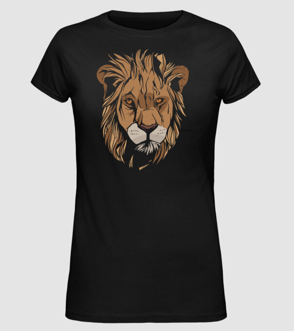 Cap de leu model negru pe tricou