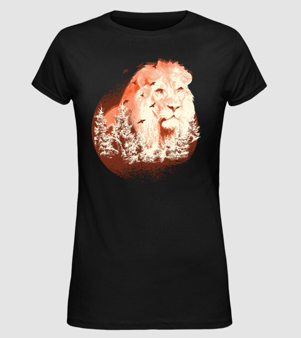 Tricou Leu Natură model negru pe tricou