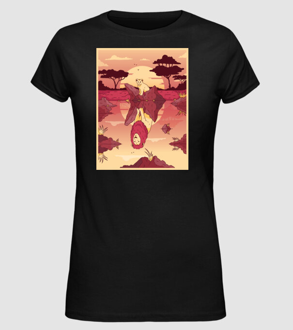 Reflecție leu model negru pe tricou