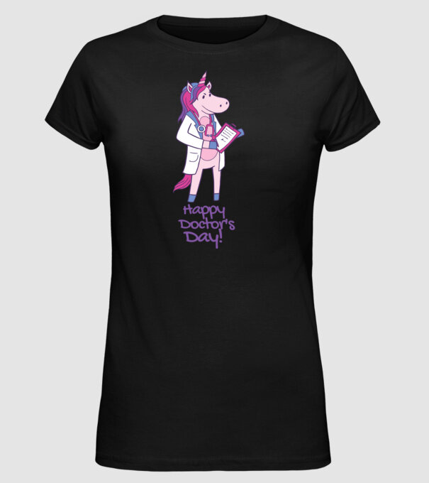 Medic Unicorn model negru pe tricou