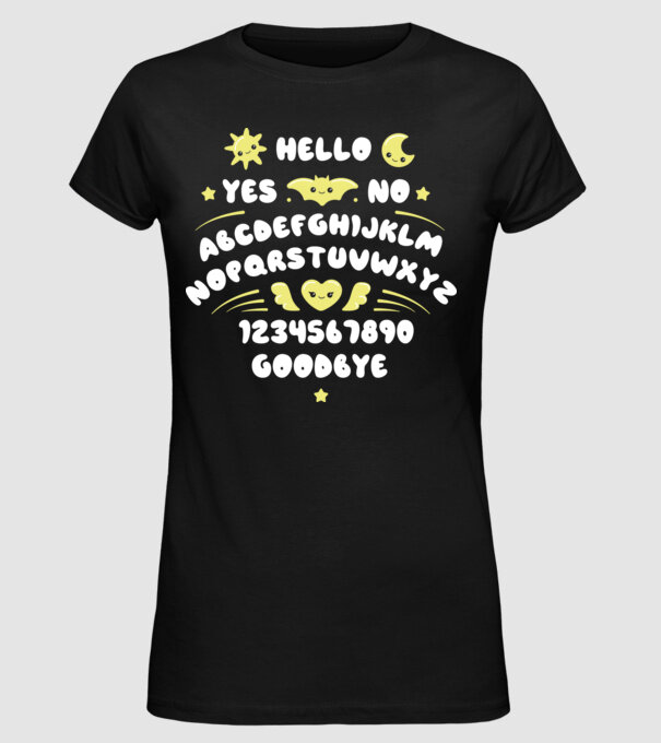 Motiv Ouija model negru pe tricou