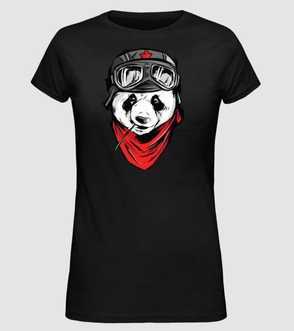 Panda Gerilla model negru pe tricou
