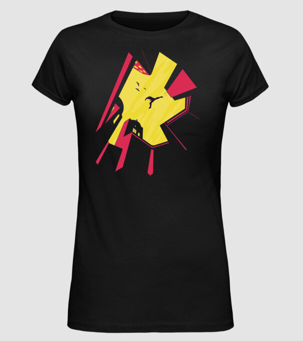 Alergare Parkour model negru pe tricou