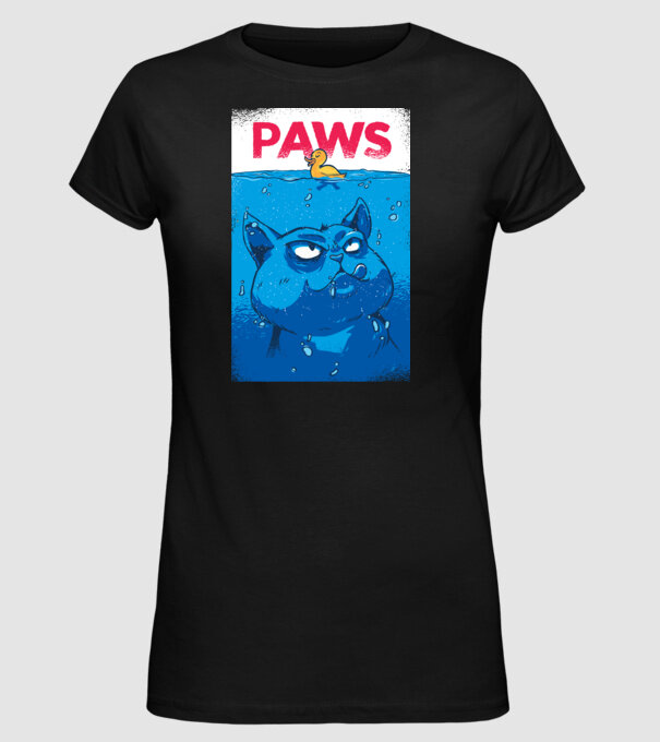 Paws Pisică la atac model negru pe tricou