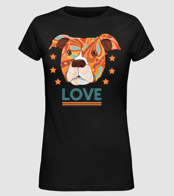Dragoste Pitbull model negru pe tricou
