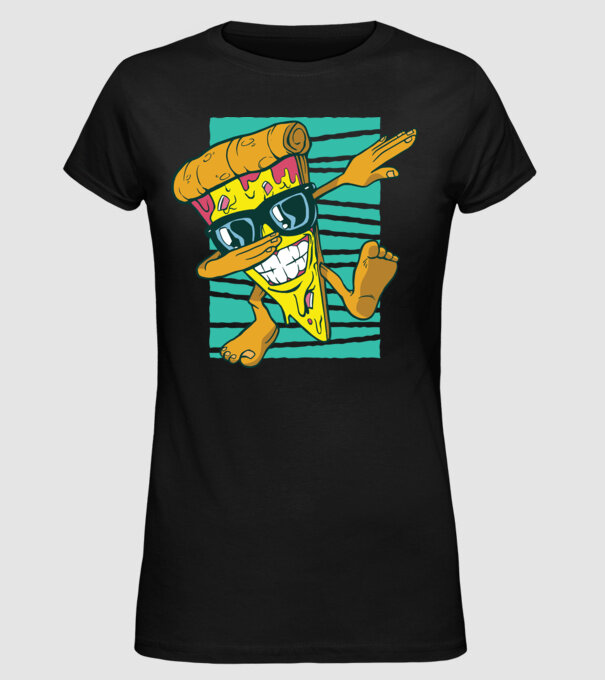 Felie de pizza DAB model negru pe tricou