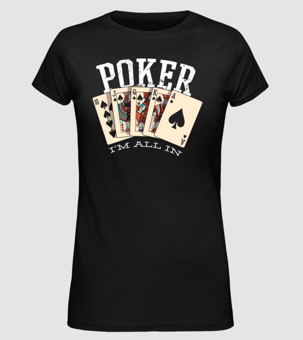 Poker All in model negru pe tricou