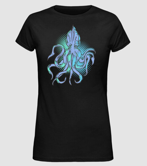 Cthulhu Caracatiță model negru pe tricou