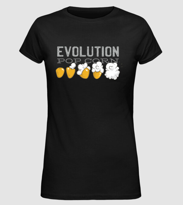 Evoluție Popcorn model negru pe tricou