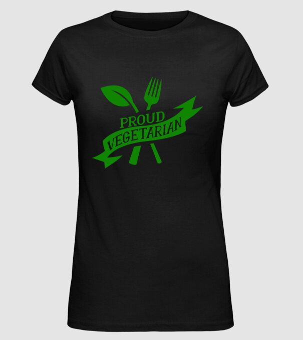 Proud Vegetarian model negru pe tricou