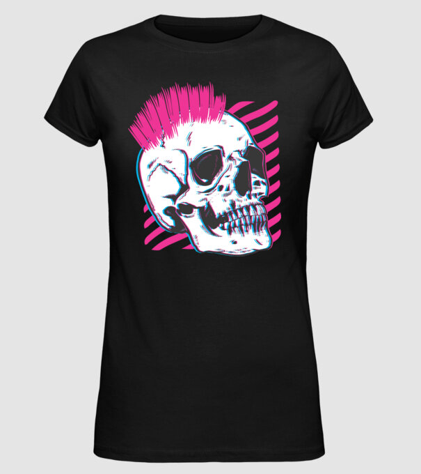 Craniu Punk model negru pe tricou