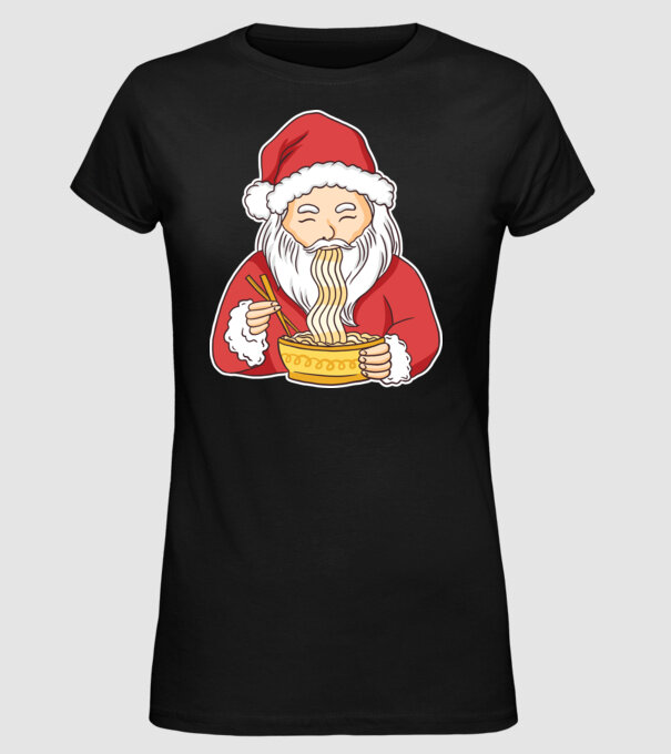 Moș Crăciun Ramen model negru pe tricou