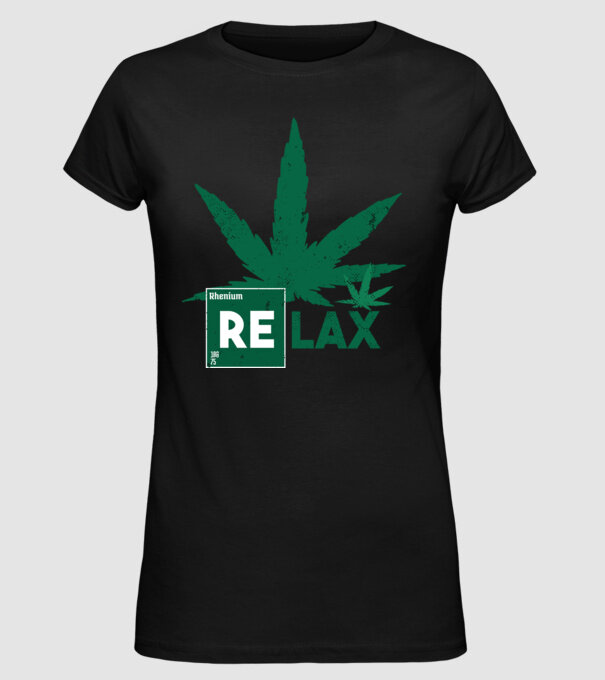 Relax Cannabis model negru pe tricou