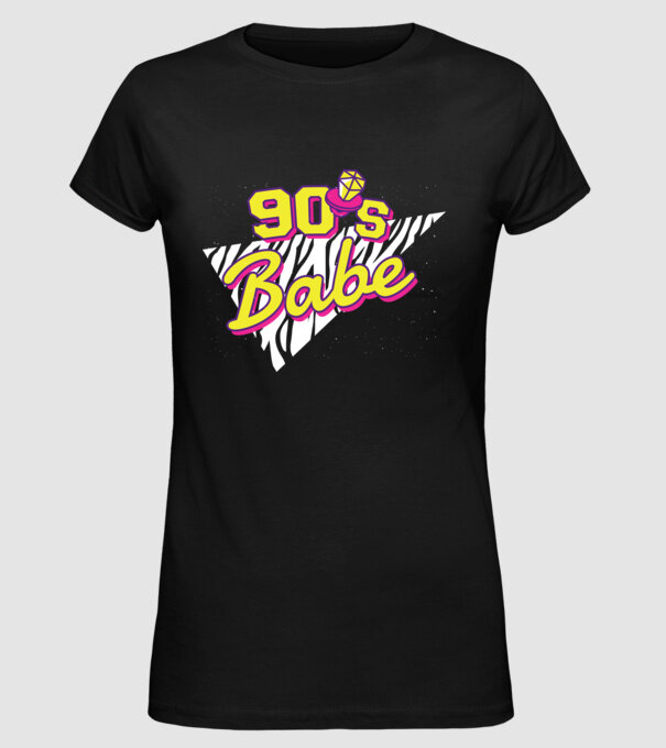Retro 90s Babe model negru pe tricou