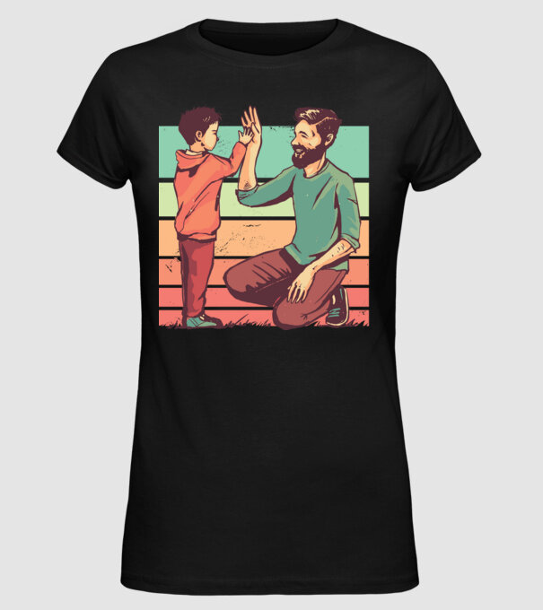Tată și fiu retro model negru pe tricou