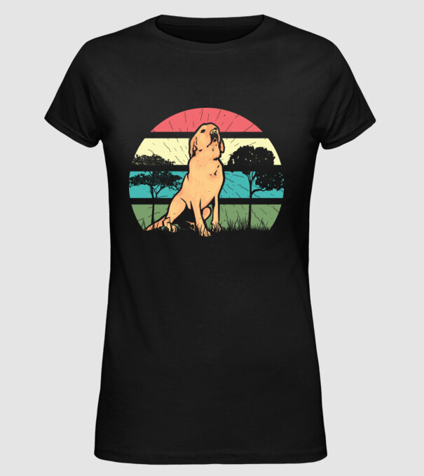 Golden Retriever retro model negru pe tricou