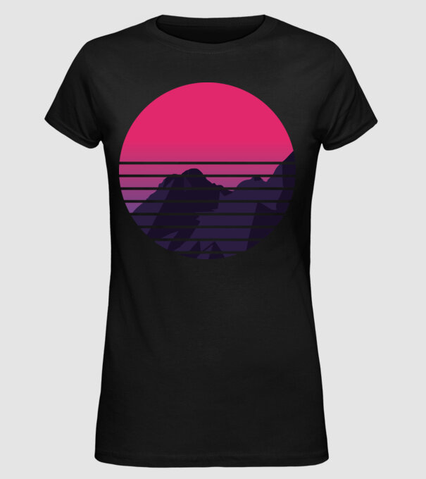 Retro Munte model negru pe tricou