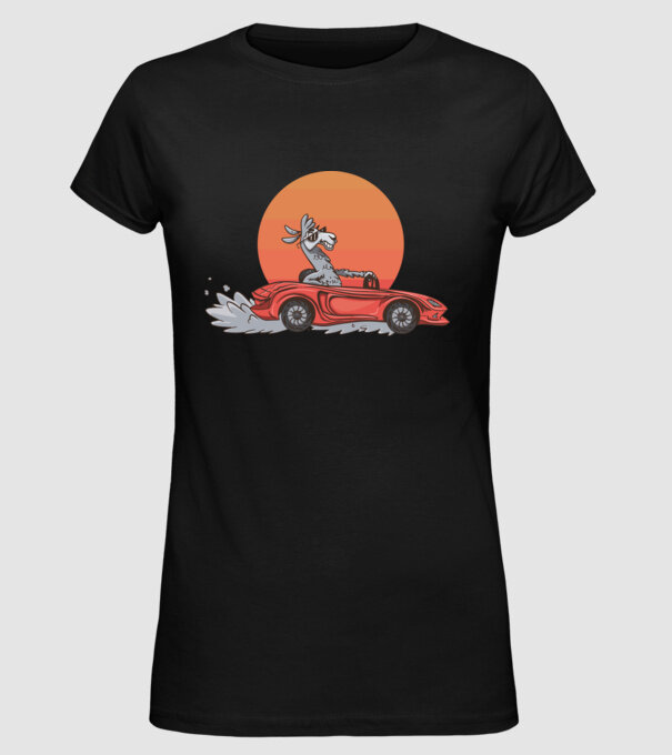 Mașină Retro Llama model negru pe tricou