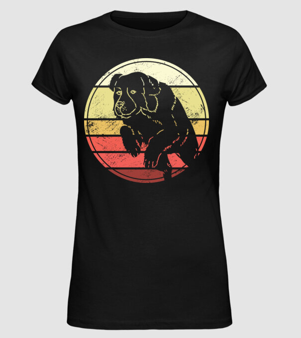 Câine Retro Landseer model negru pe tricou