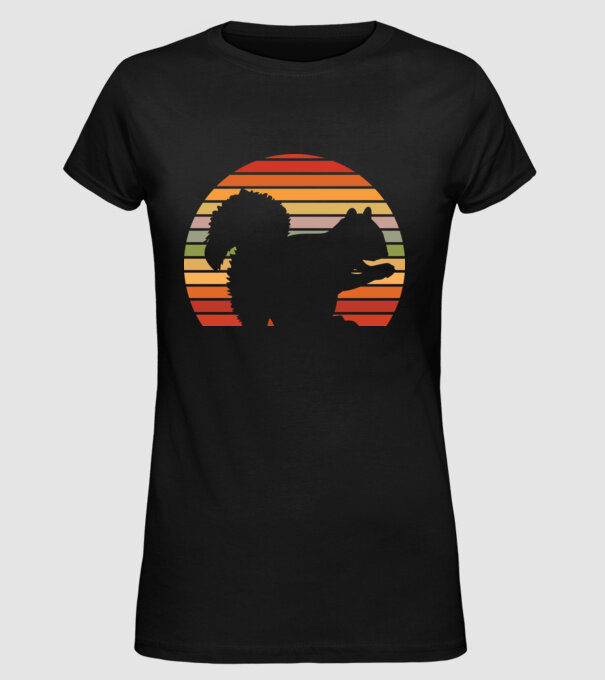 Veveriță Retro model negru pe tricou