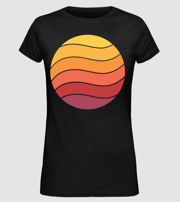 Fond Retro Apus de soare model negru pe tricou