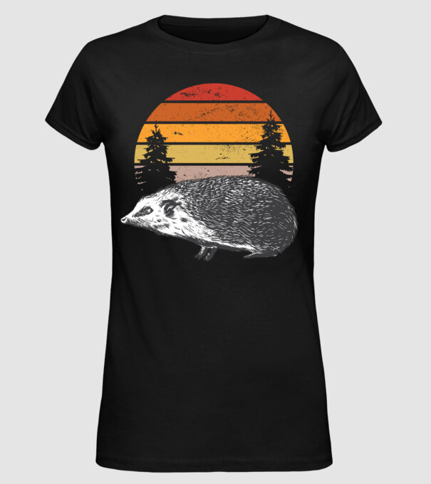 Arici Retro model negru pe tricou
