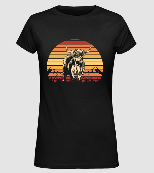 Vită Retro model negru pe tricou