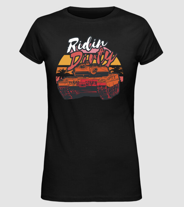 Ridin Dirty tricou cu tanc model negru pe tricou