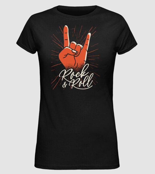 Rock and Roll model negru pe tricou
