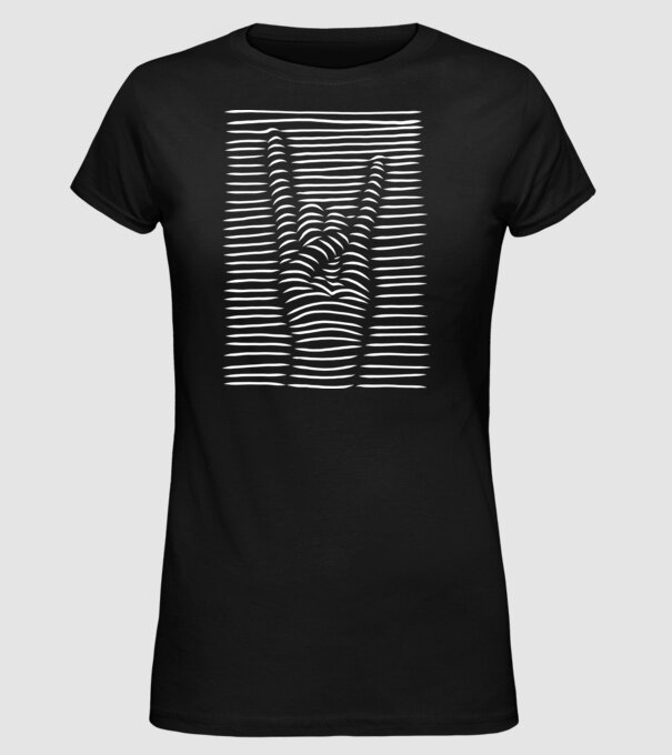 Mână Rocker model negru pe tricou
