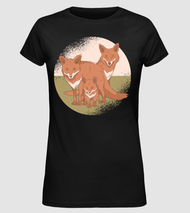 Familie Vulpe model negru pe tricou