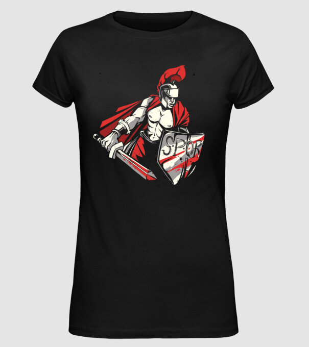 SPQR războinic Roman model negru pe tricou