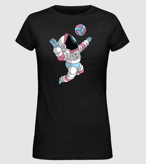 Astronaut voleibalist model negru pe tricou