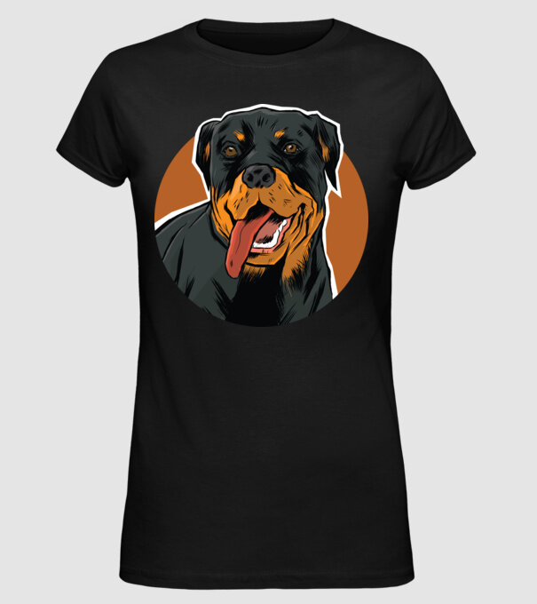 Tricou cu Câine Rottweiler model negru pe tricou