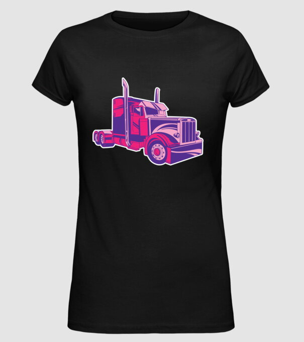 Camion roz model negru pe tricou