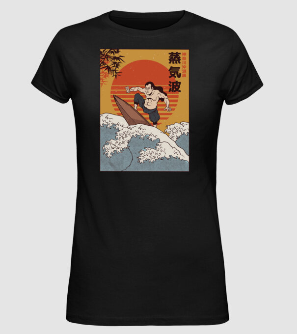 Samurai Surf model negru pe tricou
