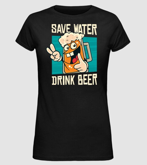 Save water, drink beer tricou amuzant bere model negru pe tricou